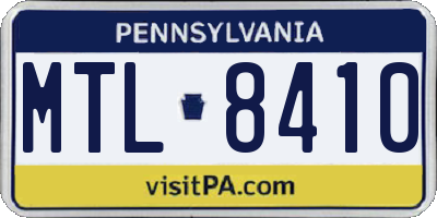 PA license plate MTL8410