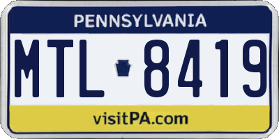 PA license plate MTL8419