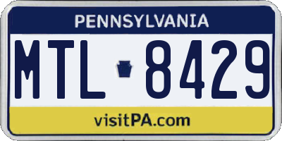PA license plate MTL8429