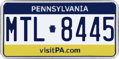 PA license plate MTL8445