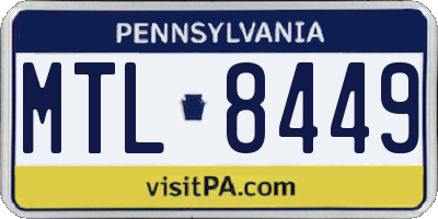 PA license plate MTL8449