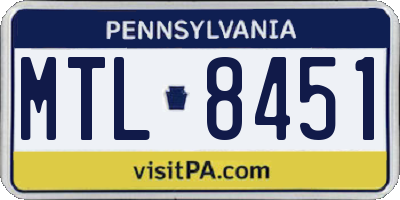 PA license plate MTL8451