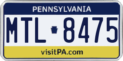 PA license plate MTL8475
