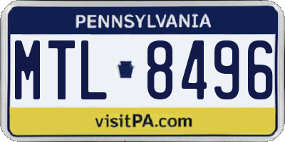 PA license plate MTL8496