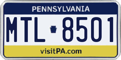 PA license plate MTL8501
