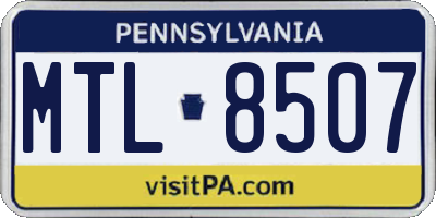 PA license plate MTL8507
