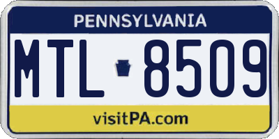 PA license plate MTL8509