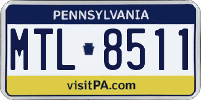 PA license plate MTL8511