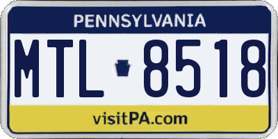 PA license plate MTL8518