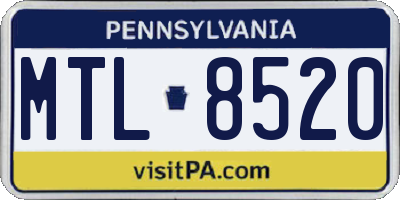 PA license plate MTL8520