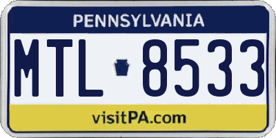 PA license plate MTL8533