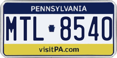 PA license plate MTL8540