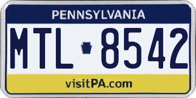 PA license plate MTL8542