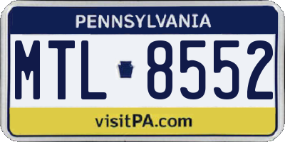 PA license plate MTL8552