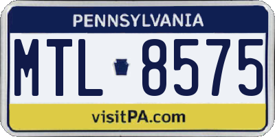 PA license plate MTL8575
