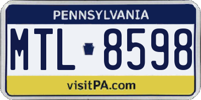 PA license plate MTL8598