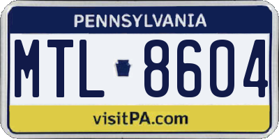 PA license plate MTL8604