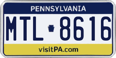 PA license plate MTL8616