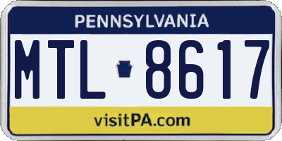 PA license plate MTL8617