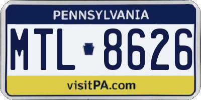 PA license plate MTL8626