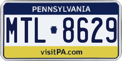 PA license plate MTL8629