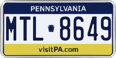 PA license plate MTL8649