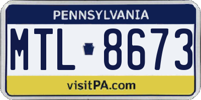 PA license plate MTL8673