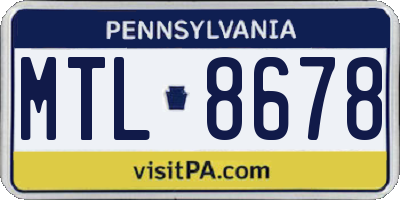PA license plate MTL8678