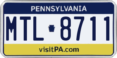 PA license plate MTL8711