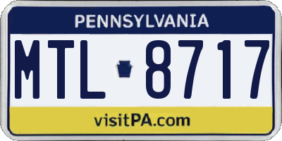 PA license plate MTL8717