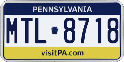 PA license plate MTL8718