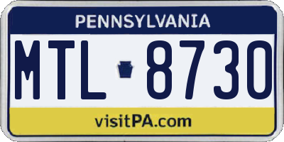 PA license plate MTL8730