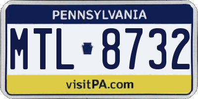 PA license plate MTL8732