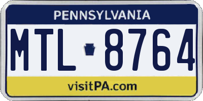 PA license plate MTL8764
