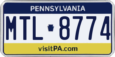 PA license plate MTL8774