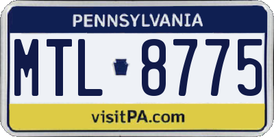 PA license plate MTL8775
