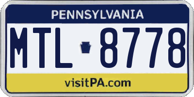 PA license plate MTL8778