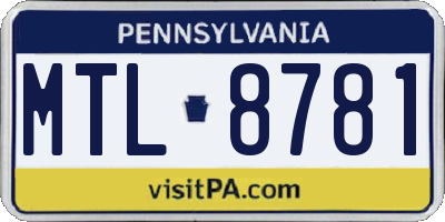PA license plate MTL8781