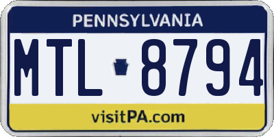 PA license plate MTL8794