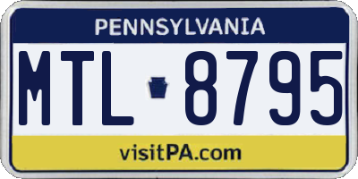 PA license plate MTL8795