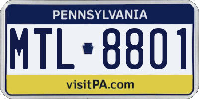 PA license plate MTL8801