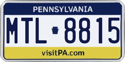 PA license plate MTL8815