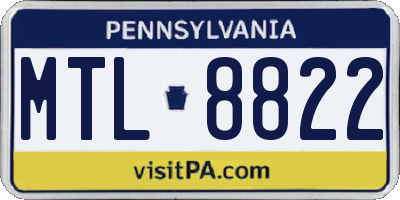 PA license plate MTL8822