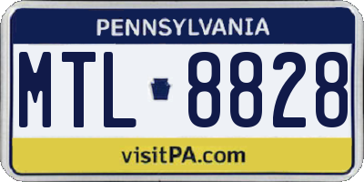PA license plate MTL8828
