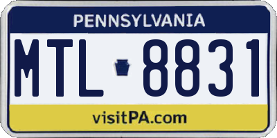 PA license plate MTL8831