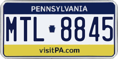 PA license plate MTL8845