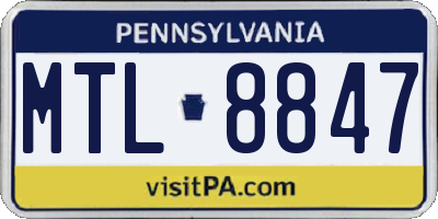 PA license plate MTL8847