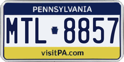 PA license plate MTL8857
