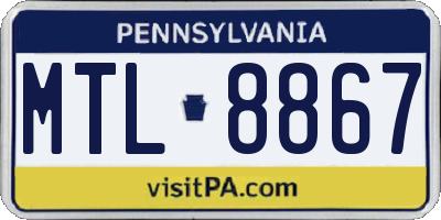 PA license plate MTL8867