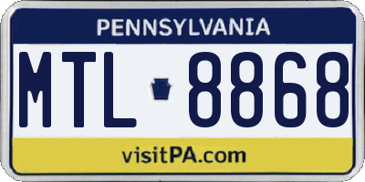 PA license plate MTL8868